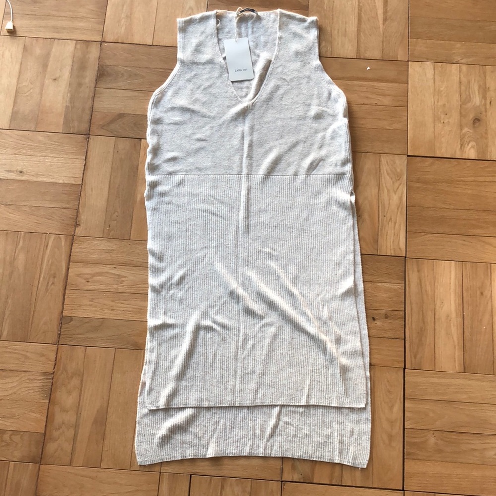 Oatmeal heather sleeveless sweater tunic vest